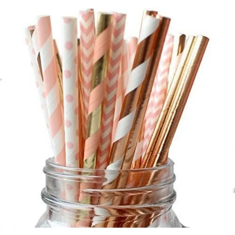 Disposable Paper Straws 150 Pieces Biodegradable Drinking Paper Straws