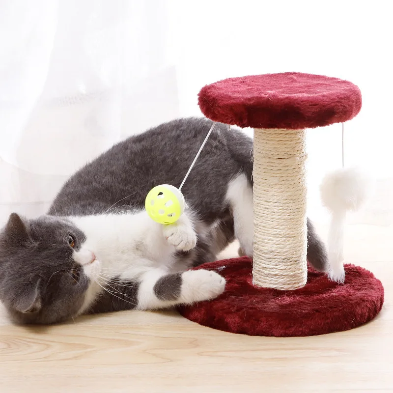 

Cat Climbing Frame Scratching Post Sisal Rope Tree Grind Claw Jumping Platform Scratcher Pole Furniture with Mouse Ball Toy