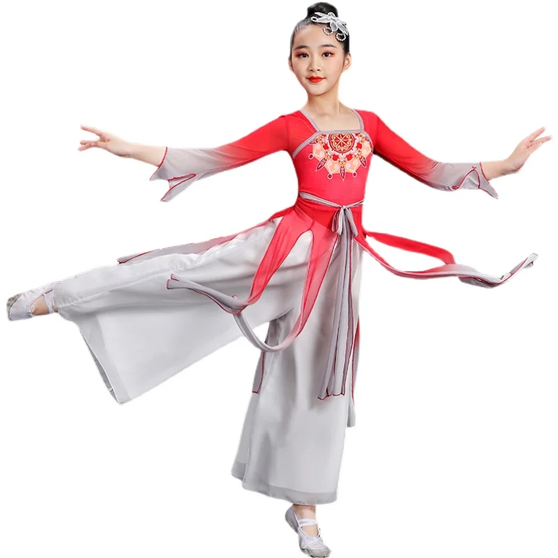 

Children's classical Yangko dance dress Chinese style dance dress girl Hanfu training dress national style dress