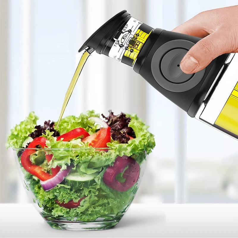 17oz/500ml Olive Oil Dispenser Bottle for Kitchen with Measurement Scale Cooking  Oil and Vinegar Soy Sauce Bottling Clear Glass Oil Bottles Oil Pot Oil  Container for Kitchen Gadgets 