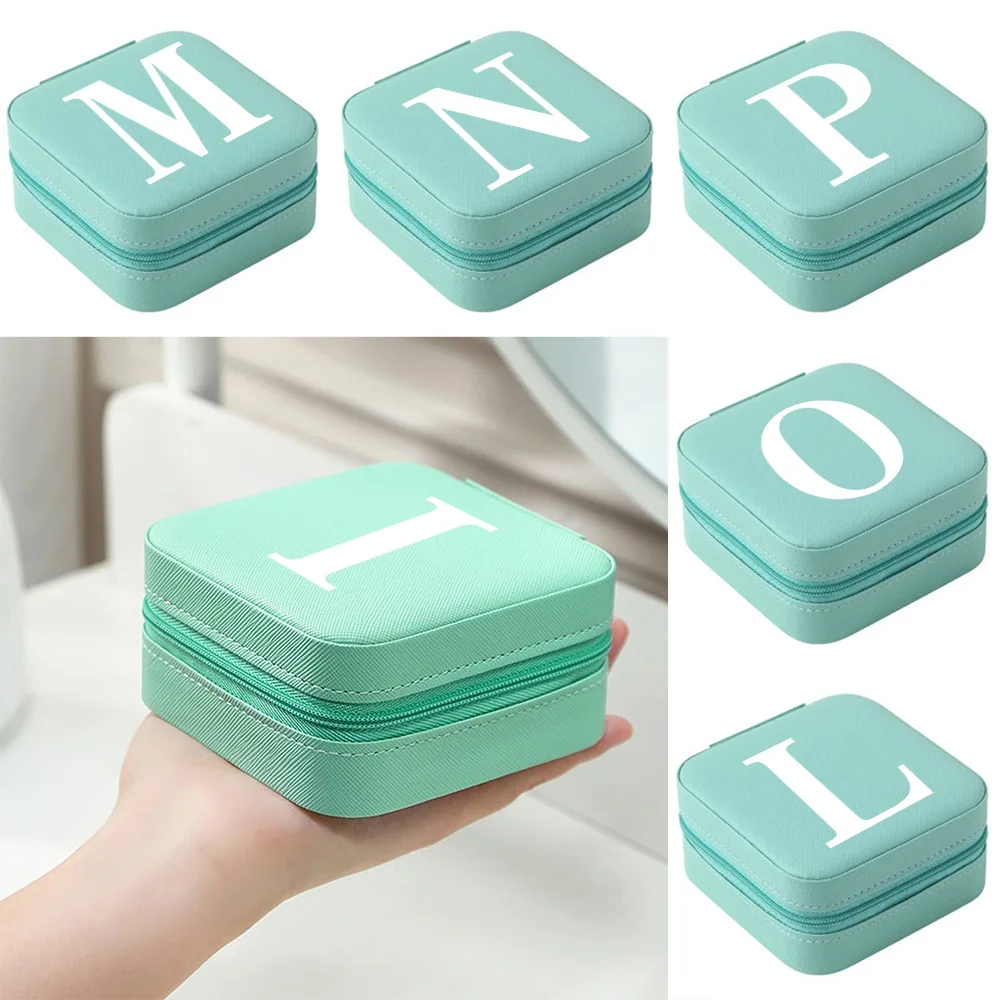 

Travel Portable Jewelry Box Jewelry Organizer Display Jewelry Case Boxes New White Letter Holder Leather Storage Zipper Jewelers