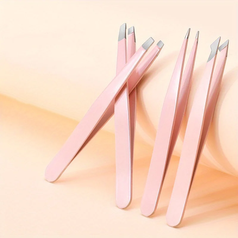 4 PCS Stainless Steel Eyebrow Clippers Set Hair Removal Forceps Oblique And Straight Mouth Eyebrow Trimming Clip Beauty Tool 4