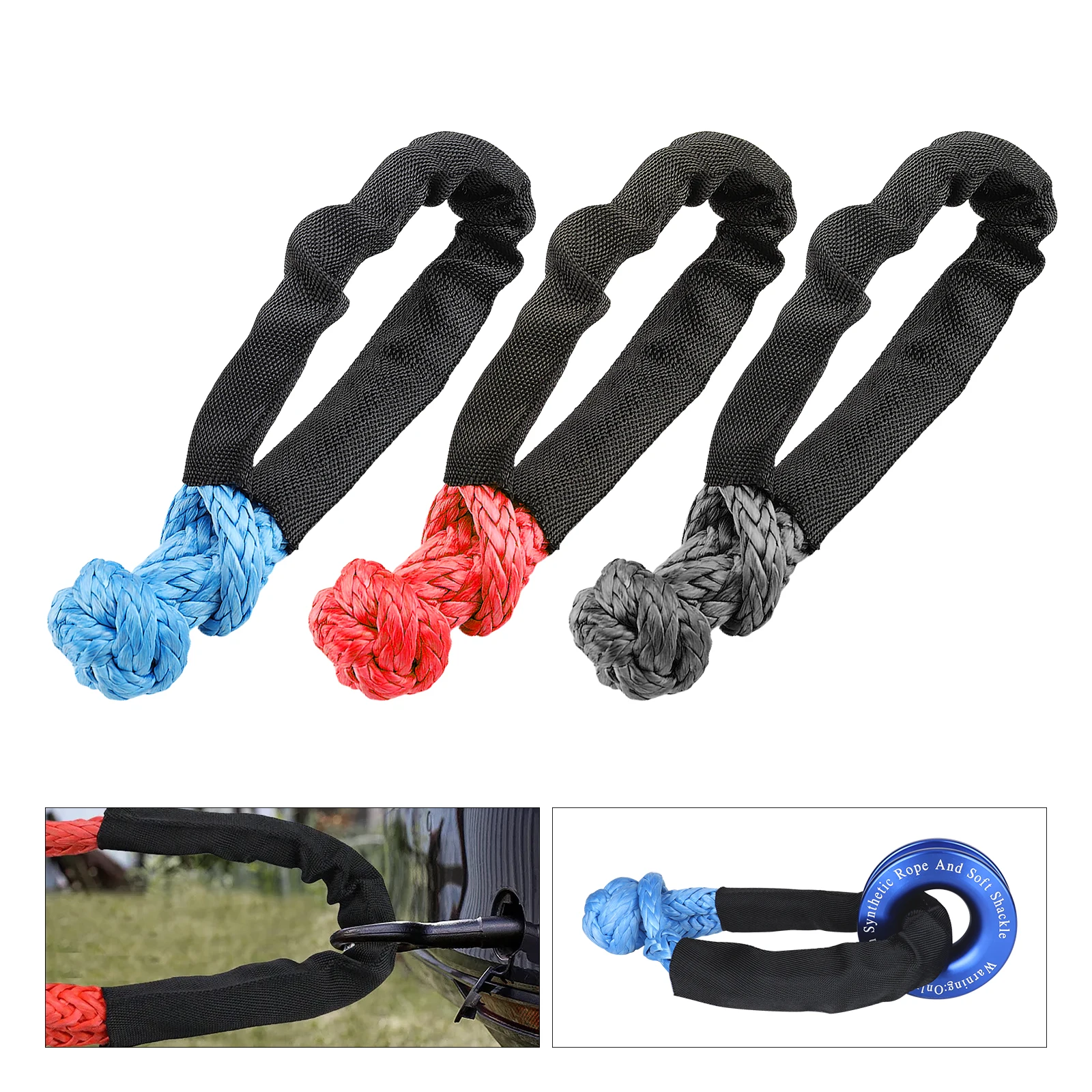 41000lbs Soft Shackle Synthetic Rope Heavy Duty Offroad 4X4 Tow Shackle Strap mit Schutzhülle für Jeep Truck SUV – Detail 3