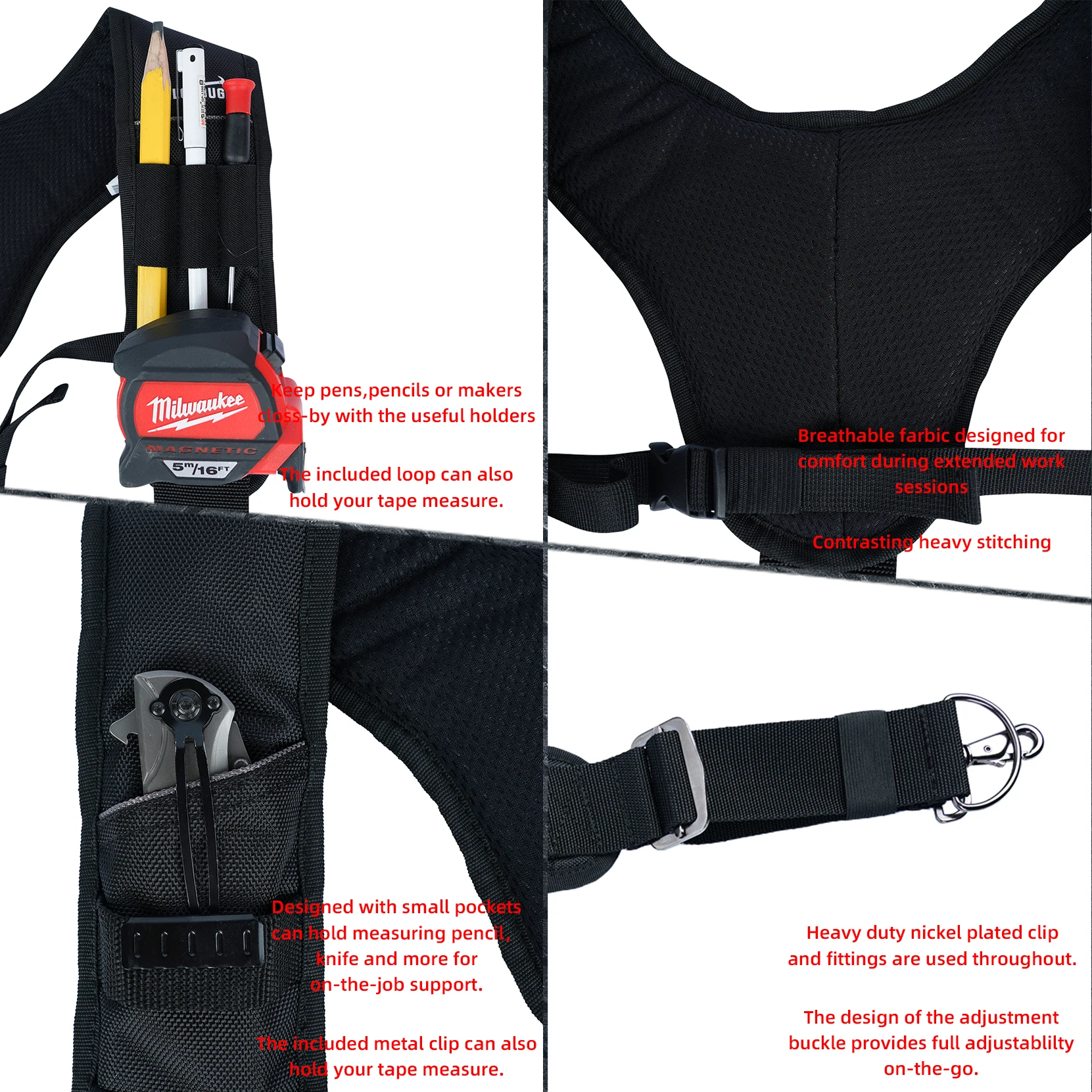 Nylon Bretels MELOTOUGH Tactische Bretels – Voor Duty Riem, Verstelbaar, Zwart Nylon, één Maat Voor De Meeste MELOTOUGH Bretels Politie