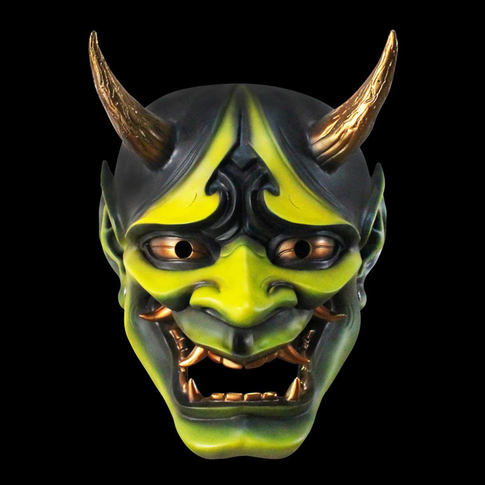 Japanese Ghost Hannyase Halloween Masquerade Cosplay Party Horror Ghost Horns Mask Women Men Samurai Noh Kabuki Makeup Prop Mask