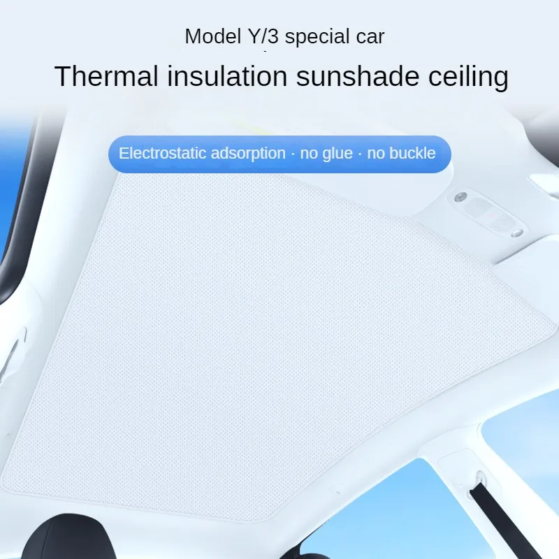 Sunshade Sunroof Bumper Sunscreen For Tesla Model Y 3 Sunroof Electrostatic  Adsorption Sunshade Roof Sunscreen Heat Insulation