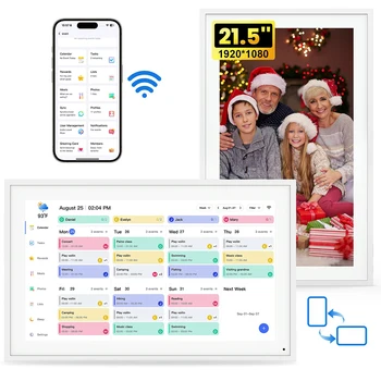Calendario Digitale da 21,5 Pollici, Pianificatore Familiare con Schermo Touch per Compiti e Premi, Interattivo Genitore-Figlio