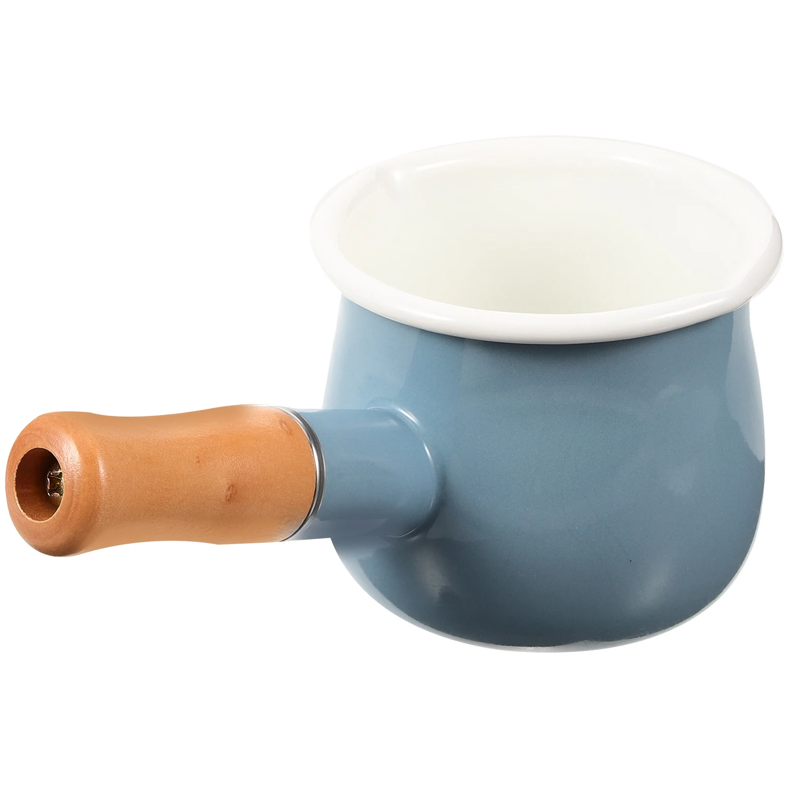 

Ceramic Milk Pot Milk Warmer Butter Warmer Wooden Handle Non-Stick Saucepan Butter Melting Pot Enamel Kitchen Pot