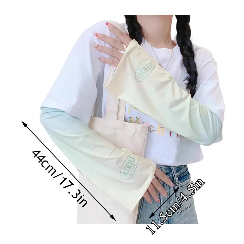 Large Size Ice Sleeves For Women Gradient Sun Protection Cool Muff Summer Outdoor UV Protection Loose Arm Sleeves Driving Gloves