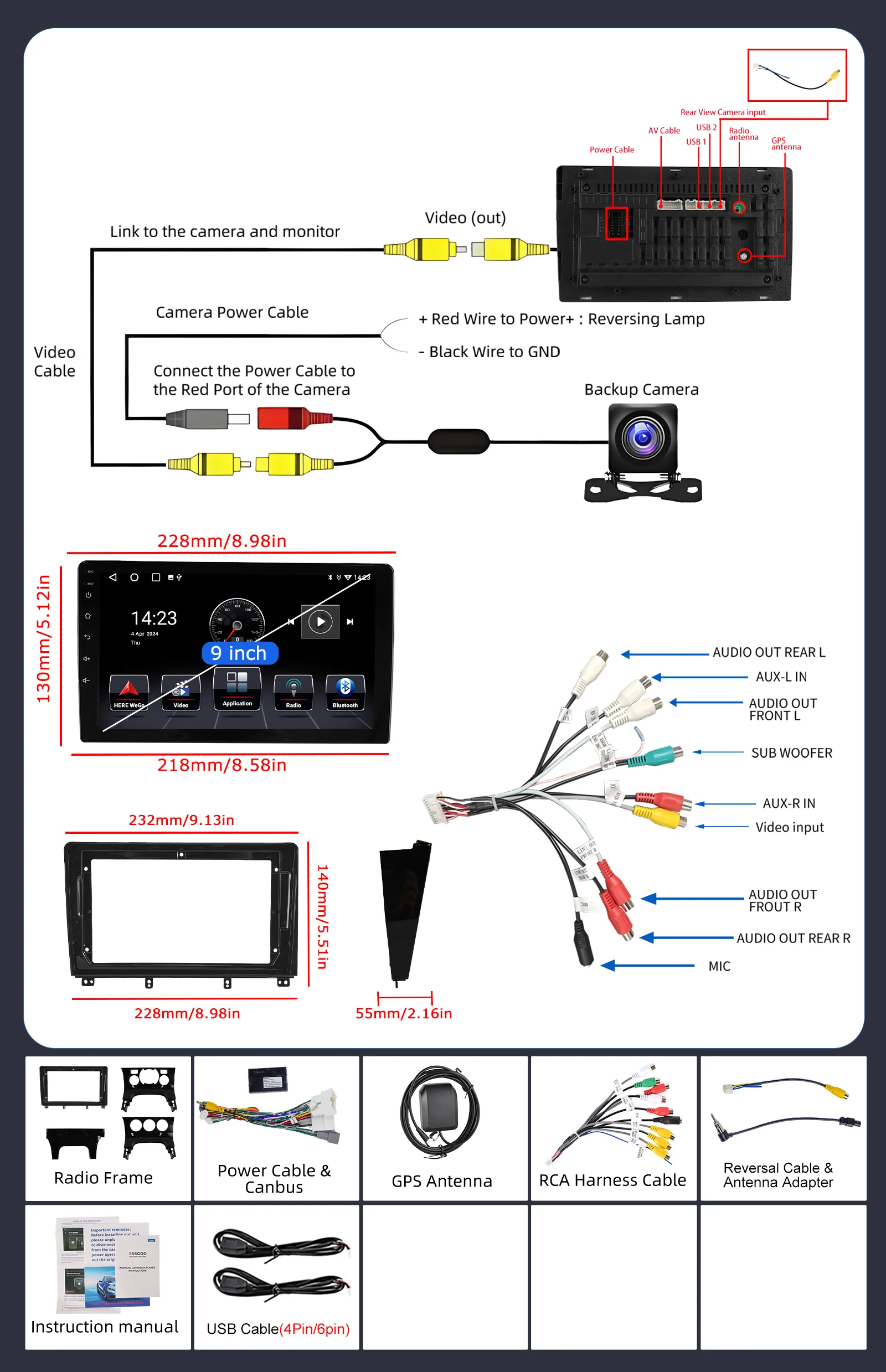ESSGOO Radio estéreo para coche Android 15 de 9 pulgadas, 4+64G/4+128G, para Peugeot 3008 5008 2009-2016, navegación GPS, WIFI, ASP, CarPlay inalámbrico, Android Auto, Bluetooth, RDS, Mirror Link, FM, pantalla táctil IPS, reproductor multimedia de vídeo 8