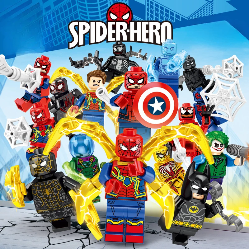 SpiderMan Blind Box Building Block Toy SpiderMan Model Toy Children's Educational Building Block Toy Children's Birthday Gift
