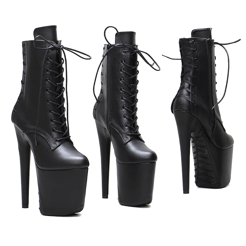 Leecabe 8inch/20CM heels' Pole dancing boot with satin materials covered High Heel platform Boots closed toe Pole Dance boot