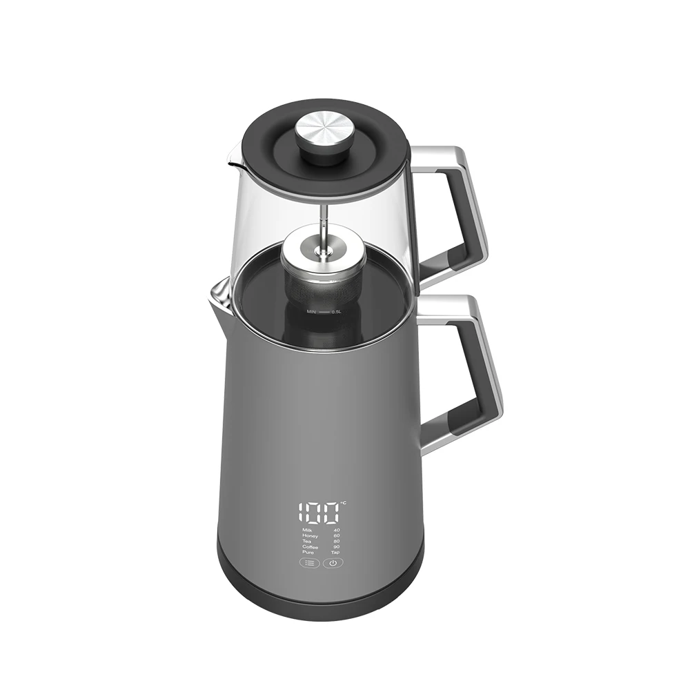 Hotsy 1.7L+1L Double Layer Glass&Stainless Kettle Electric Tea Maker with Digital Temperature Control for Home Office Commercial 3