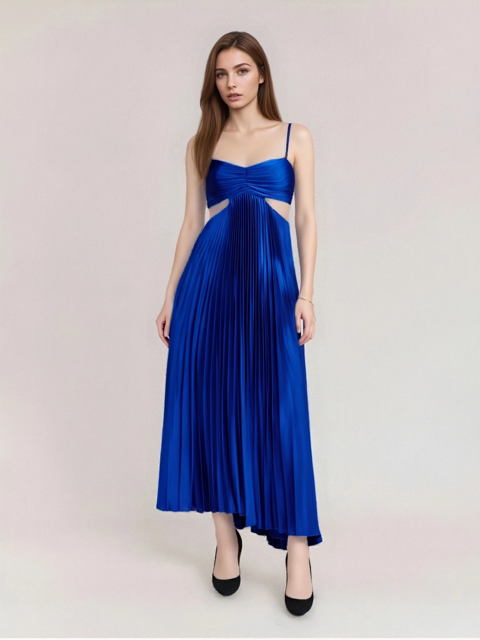 Turtle Backless Party Dress Wraped Neck Blue Stylish