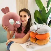 Adult Children Travel Pillow Soft Short Plush Cartoon U-shaped Pillow Portable Outdoor Nap Flight Neck Pillow Nursing Cushion 2