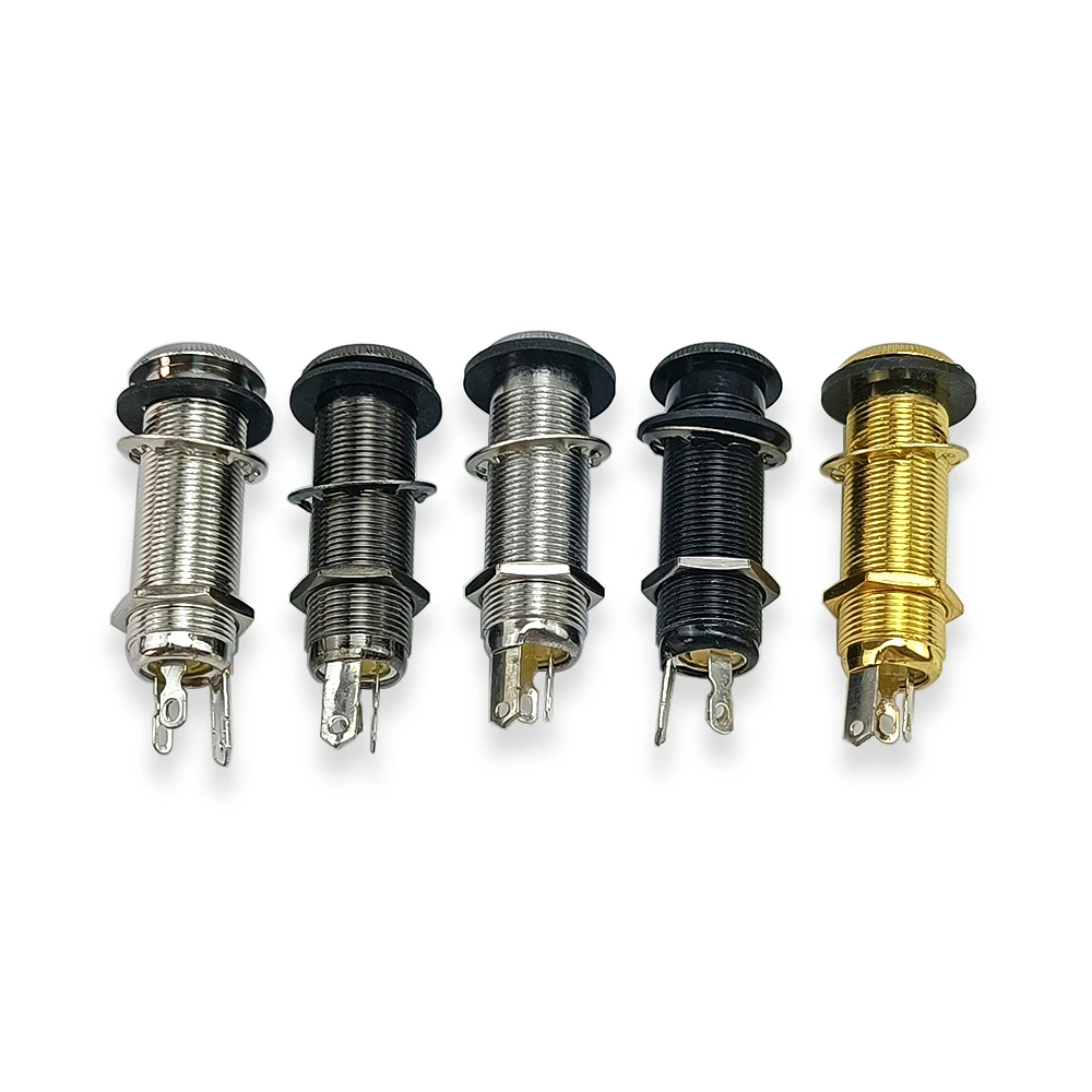 Description Picture 6 of item10pcs/lot Electric Guitar Bass Parts 6.35mm Stereo Output Input 1/4 Inch Jack Socket Plug Brass Straight Ribbed Tube Style Jack