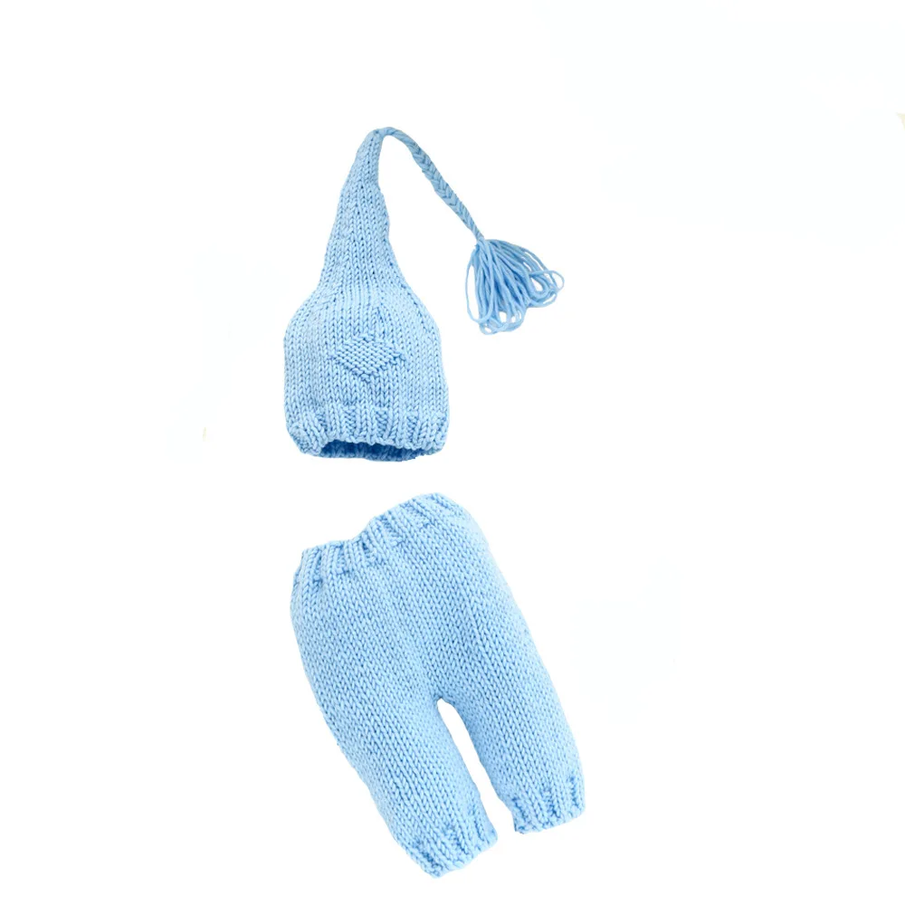 Newborn Photography Props Crochet Baby European and American Clothing Baby Crochet Handmade Clothing Long Tail Hat Tassel Yarn
