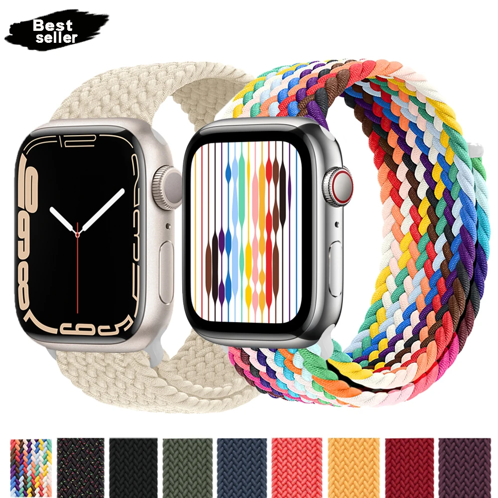 Intrecciato Solo Loop Per Apple Watch Ultra 49Mm 44Mm 40Mm 41 38 Correa Iwatch Series 3 6 Se 41Mm 42 Nylon Apple Watch 7 8 45Mm Band