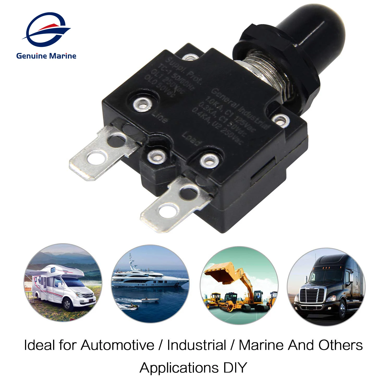 5 pcs Circuit Breaker 5A 10A 15A 20A 25A 30A 40A Push Button Resettable Thermal Circuit Breaker With Waterproof Cap Marine Yacht