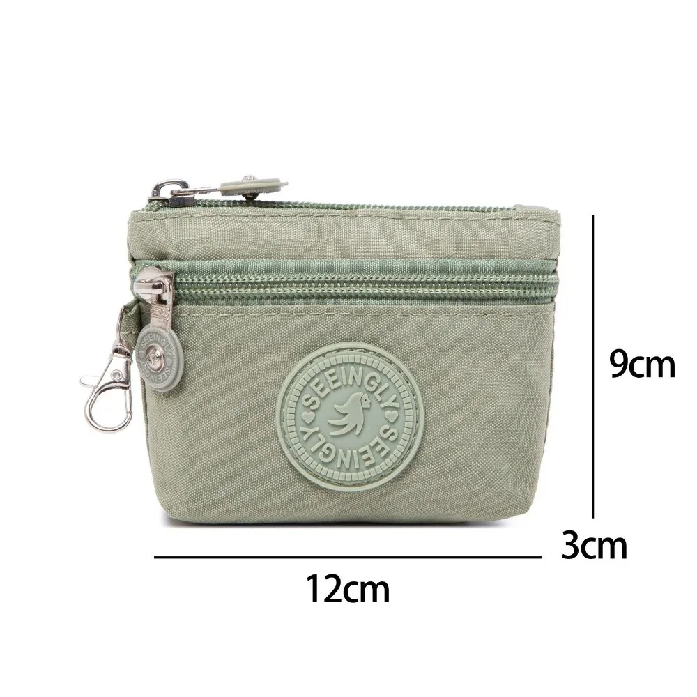 Portable Solid Color Women Wallet Waterproof with Keychain Coin Purse Nylon Mobile Phone Bag Ladies