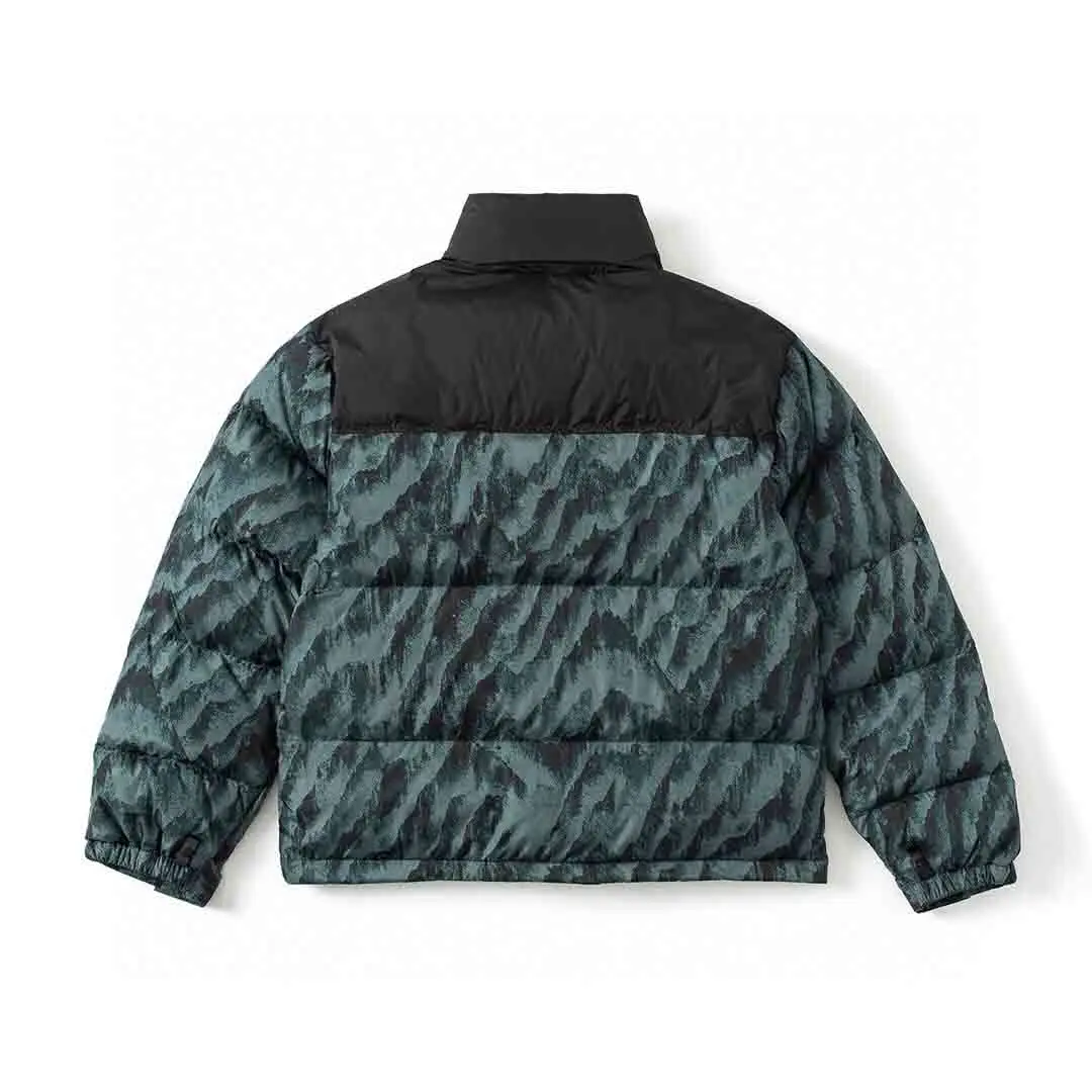 Winter Color Blocking Logo Embroidery Stand Collar Women Men Down Jacket Casual Hooded Down