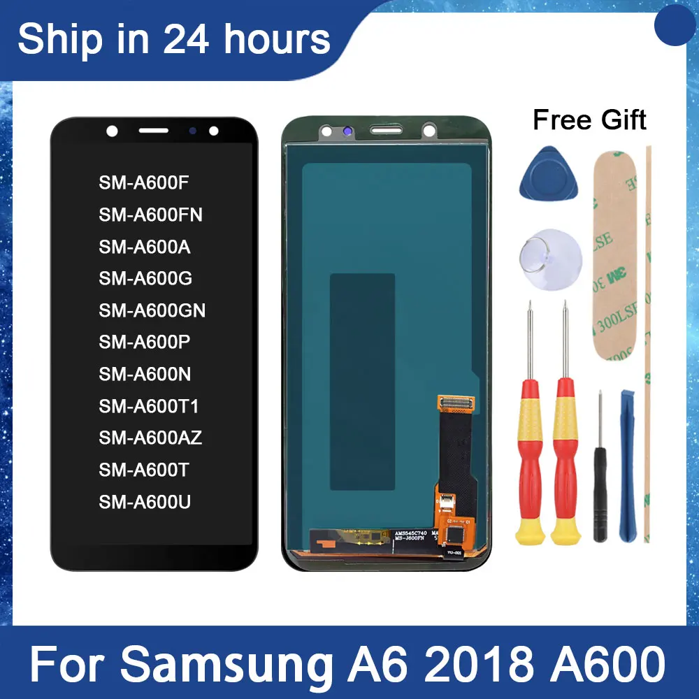 ЖК-дисплей для Samsung Galaxy A6 2018 A600, сенсорный экран, дигитайзер в сборе, запасная часть для samsung a6 LCD A600F A600FN