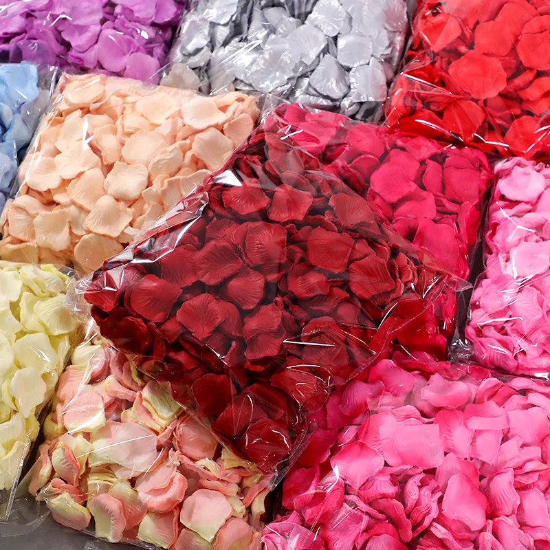 500/1000 Pieces Silk Artificial Rose Petals Artificial Flowers Fake Petal for Valentine Day Wedding Party Decoration DIY Flowers