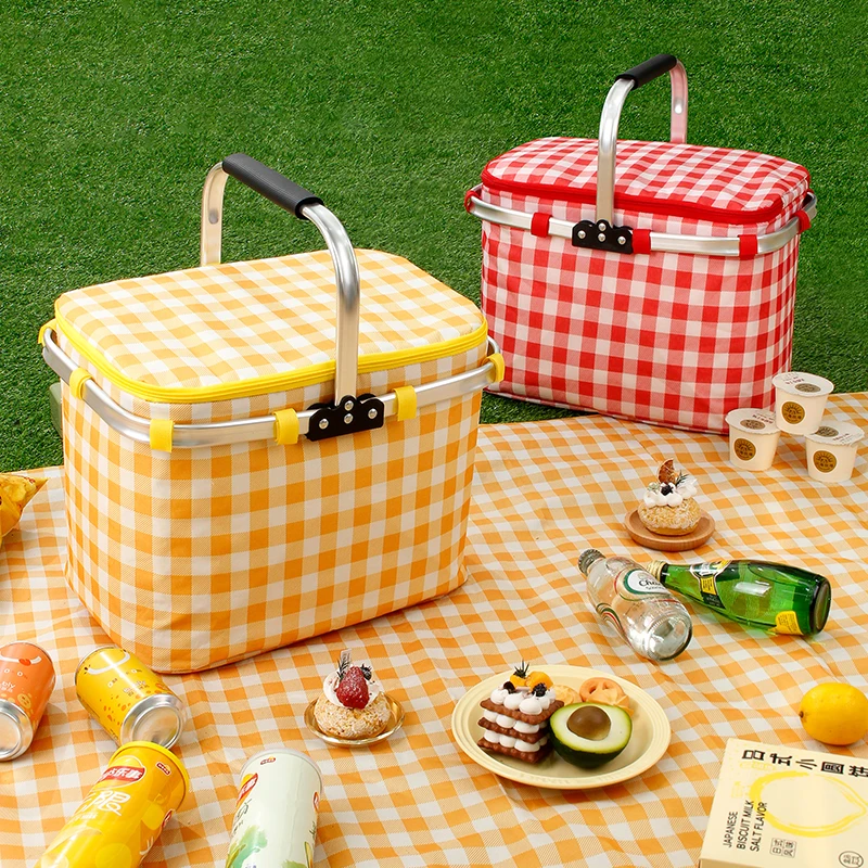 

Picnic Travel Basket Shopping Camping Grocery Bag of Internal Pockets Leak-Proof and Insulated Folding Picnic Storage Bags