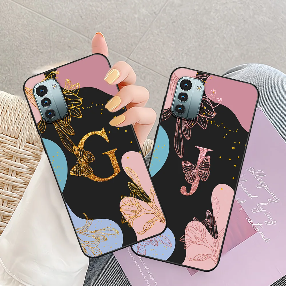 Sleek Silicone Bumper Case with Stylish Lettering - Black