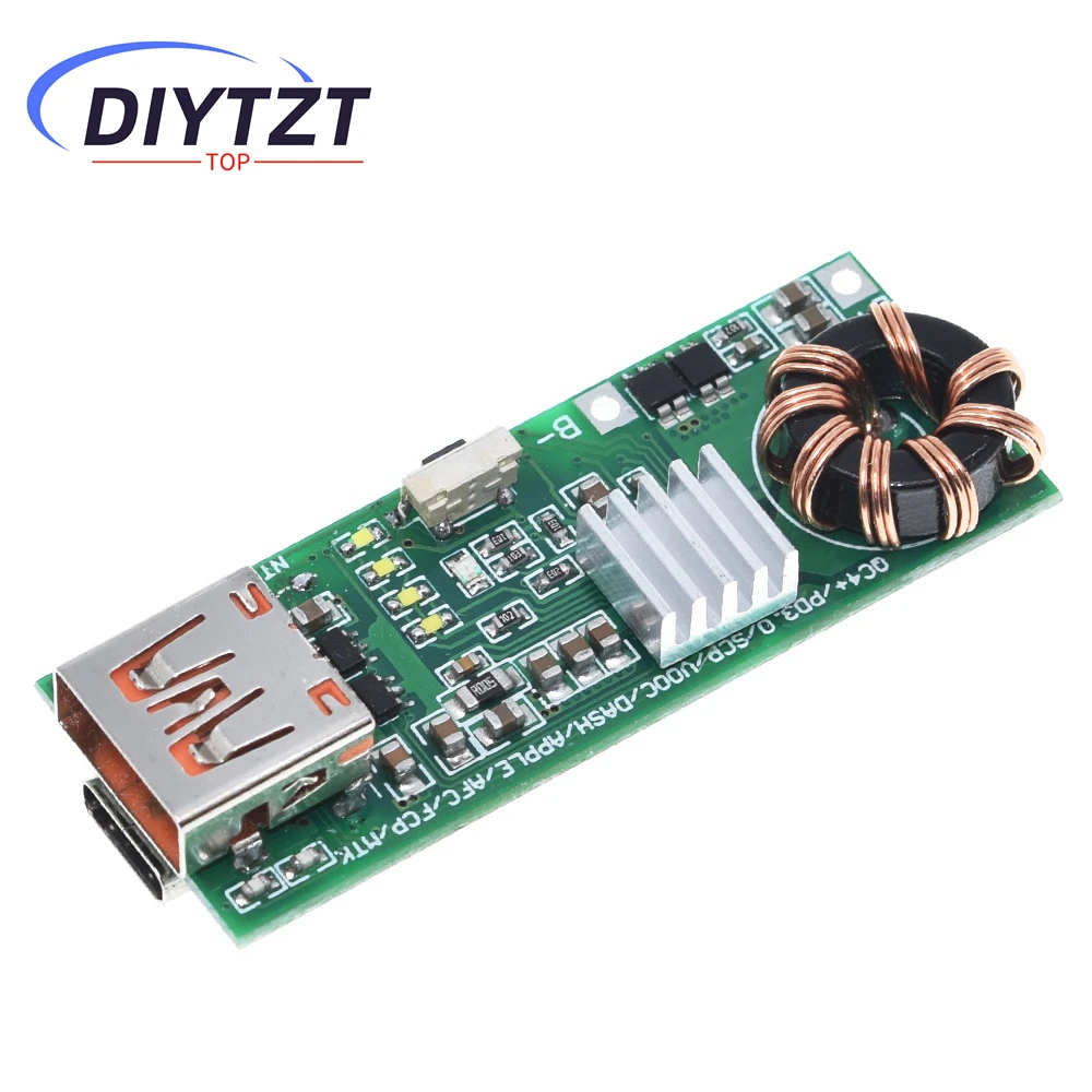 DIYTZT QC4.0 QC3.0 Double Way PD Mobile Phone Power Bank Quick Charge 3.7V to 5V 9V 4.5A 22.5W Type-C USB Boost Charger Board