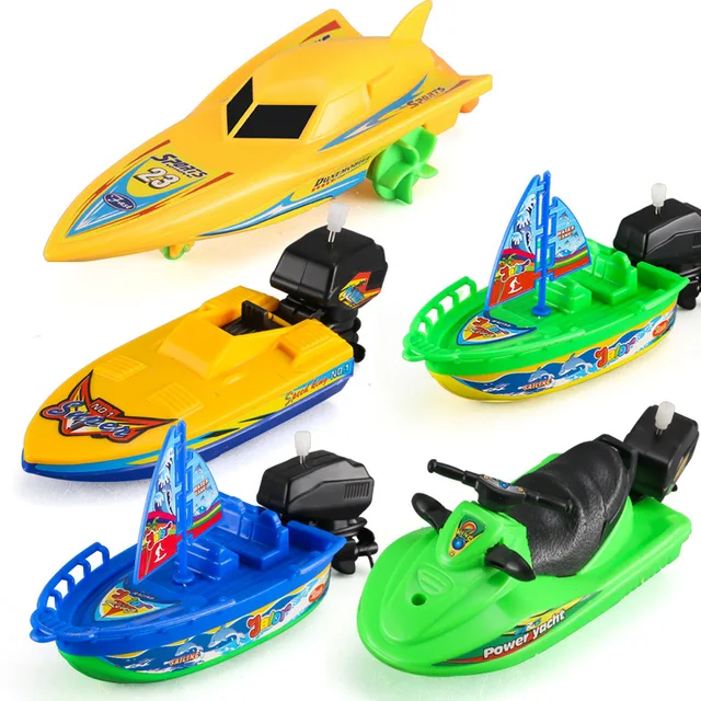 1Pc Clockwork Toys Speed Boat Ship Wind Up Toy Floating Water Kids Toys Classic Bathtub Shower Bath Toys for Children Baby Toys 1