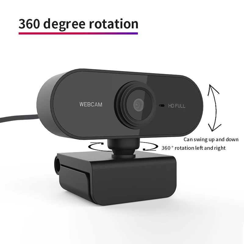 Mini computador Webcam com plugue USB, HD 720P, câmeras rotativas para transmissão ao vivo, videochamadas, trabalho de conferência