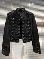 Chaqueta Mujer métal Double boutonnage col montant conception Denim veste haut Denim femmes vêtements pardessus américain vêtements d'extérieur 2