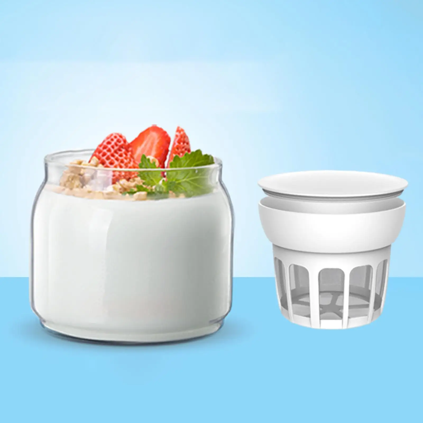 Cheese Maker, Greek Yogurt Filter Nut Milk Container, Glass Yogurt Maker Soy Milk Tea Jar for Homemade Jams Jelly