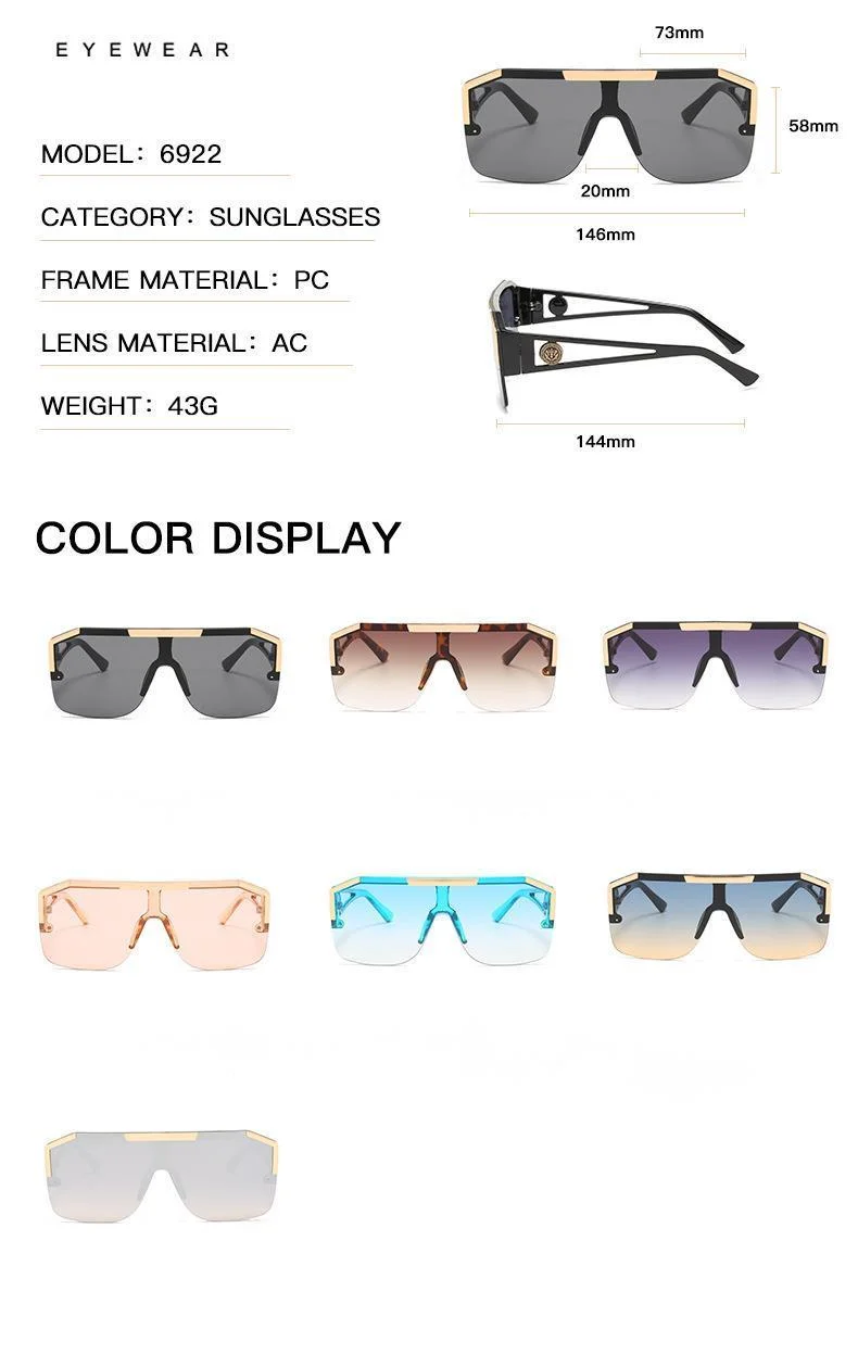 Nouvelles lunettes les plus vendues, lunettes de soleil une pièce tête de lion, lunettes de soleil à grand cadre tendance, lunettes à jambe creuse personnalisées pour femmes_voghion.com