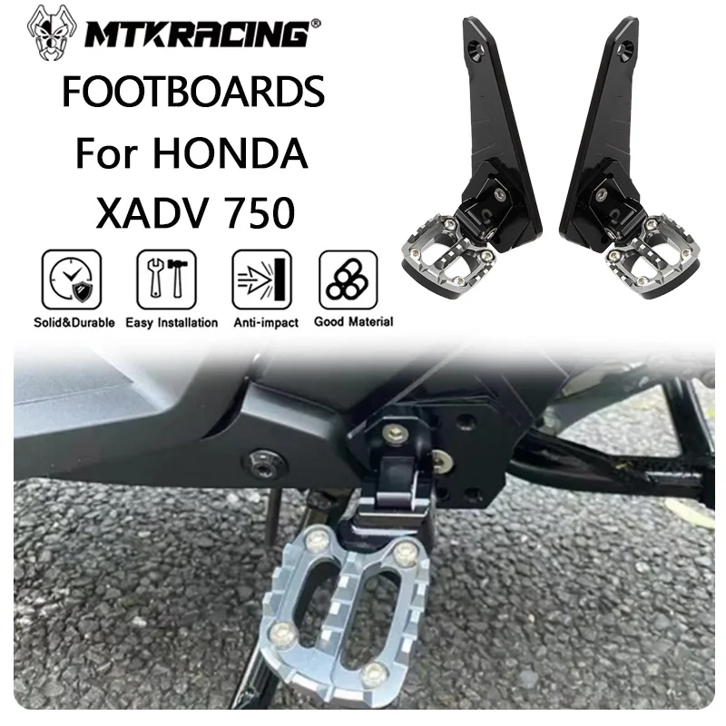 MTKRACING Aluminum Alloy Rear Pedal Foot Stand Folding Footrests Passenger Foot Pegs For HONDA XADV 750 XADV750