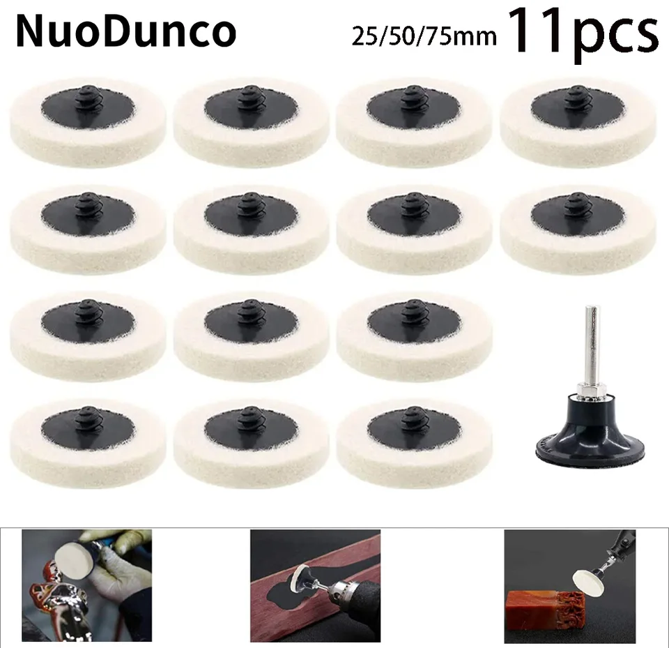 Set Di 2 Ruote In Panno Lucidante Per Utensili Rotanti – Testine Da 3 Mm Per Metallo, Legno, Ceramica E Gioielli