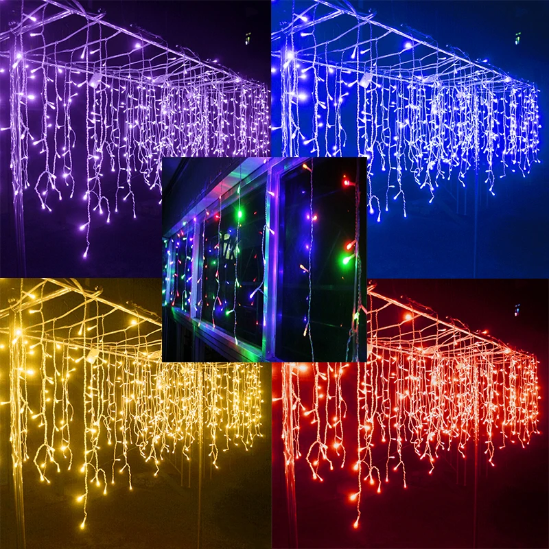 

Christmas Wreath LED Curtain Ice Strip Light String Drooping Garden Street Room Decoration Festive Lights Atmosphere Lights