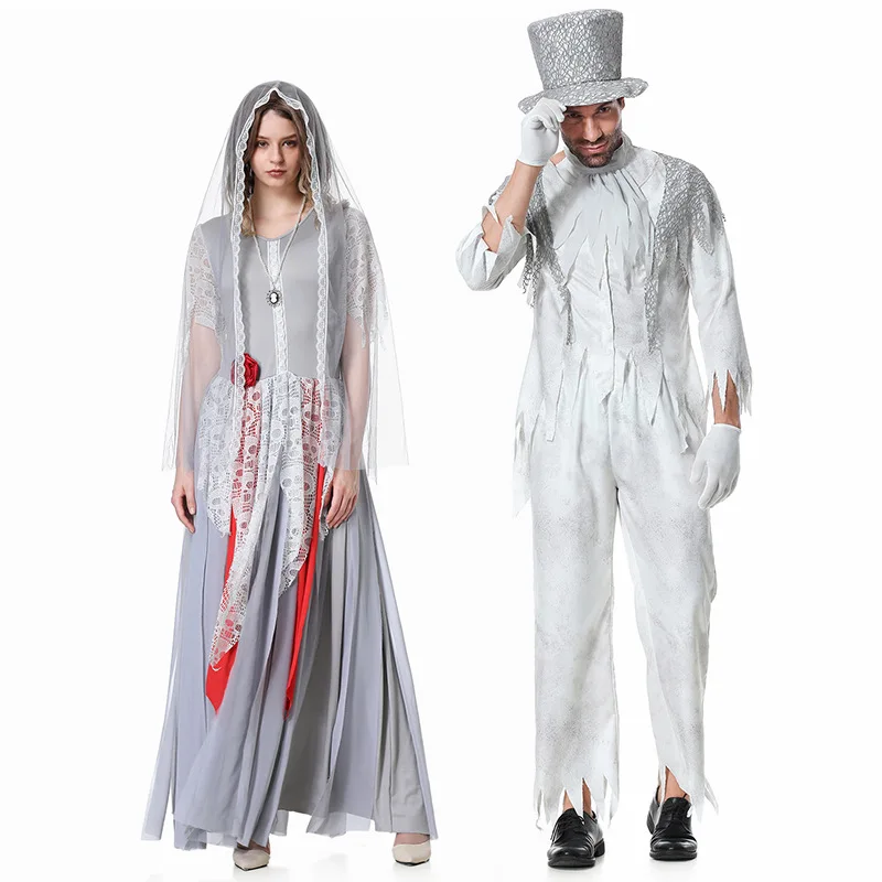 Woman Halloween Bloody Corpse Bride Costume Female Ghost Zombie Walking Dead Cosplay Carnival Purim Parade Role Play Party Dress