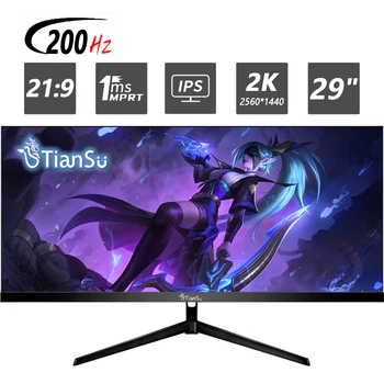 TIANSU PC 디스플레이용 게이밍 모니터, HDMI 컴퓨터 게이머 화면, 2560x1080 고속 IPS QHD 모니터, 29 인치 모니터, 200Hz 21:9, 2K