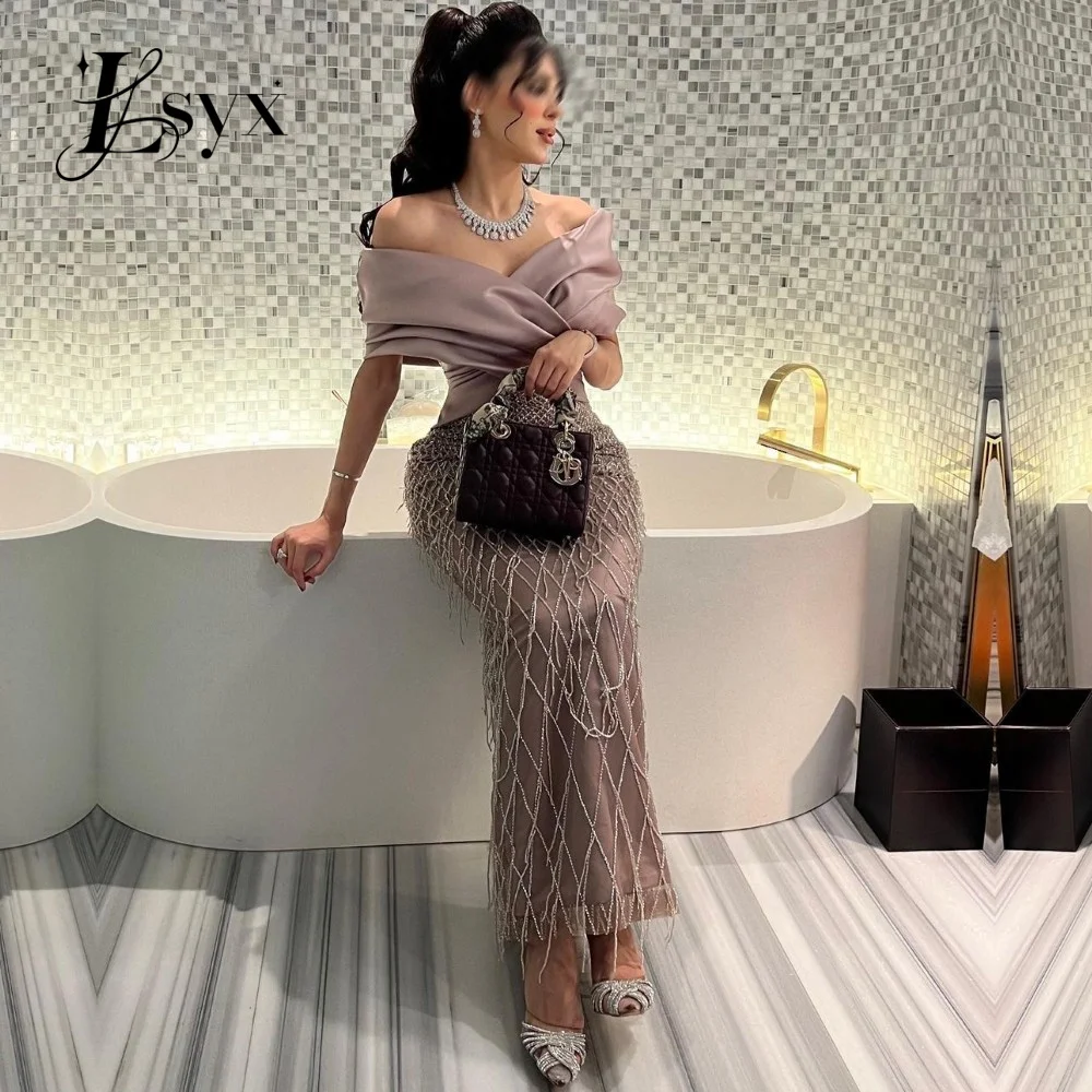 

LSYX Sexy Off Shoulder Noble Sequins Slim Trumpet Prom Dresses Pink Glitter Sequins Party Wedding Gown Vestidos De Noche
