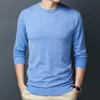 Men's knit sweater round neck bottoming sweater thin section Slim pullover solid color 1