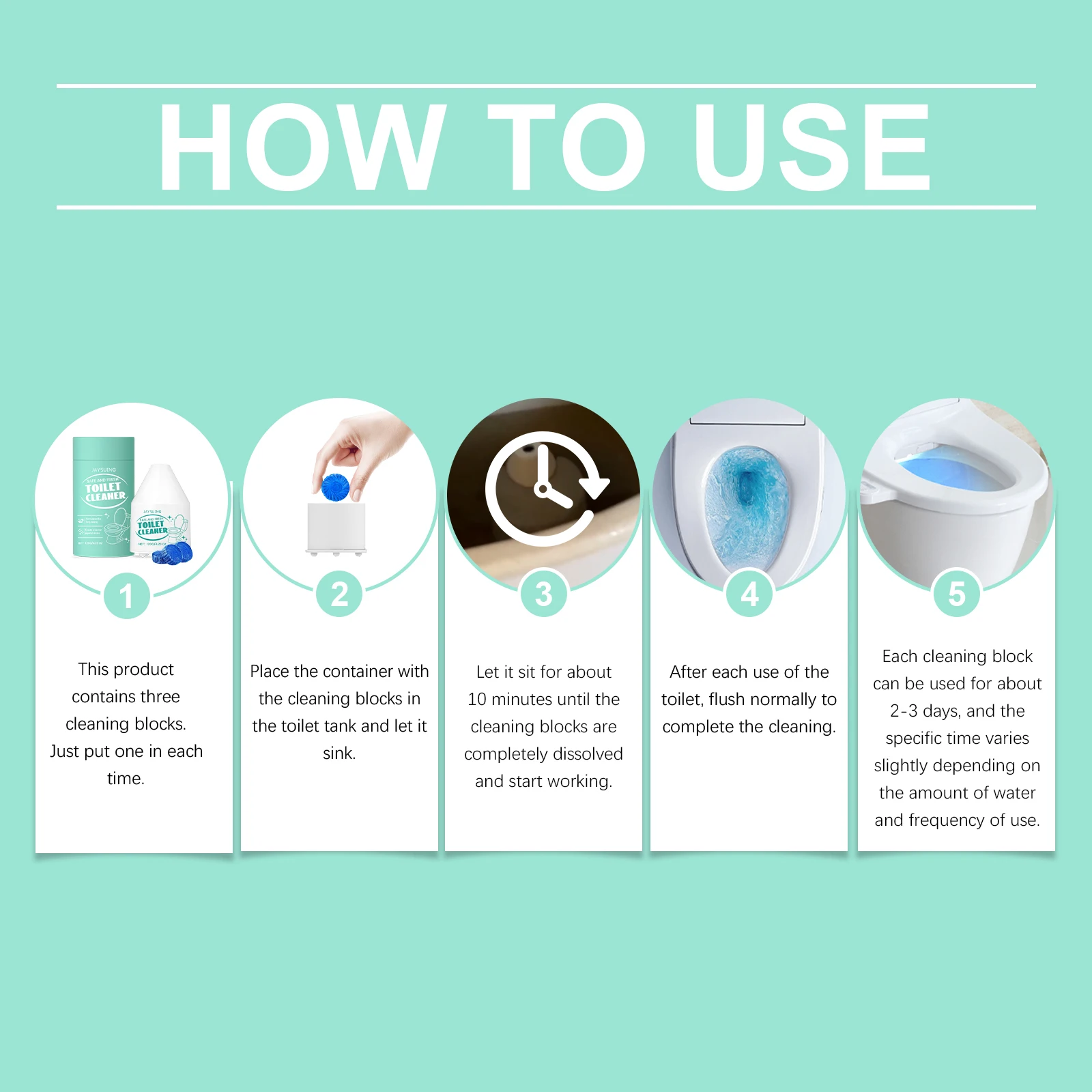Jaysuing Toilet Bowl Cleaner Powerful Stain & Odor Remover Leaves Fresh Fragrance Effective Cleaning Solution