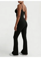 Women's High-Elastic One-Piece Jumpsuit Long Pants Solid Color Flared Design for Daily Casual Fitness Moisture-Wicking 1