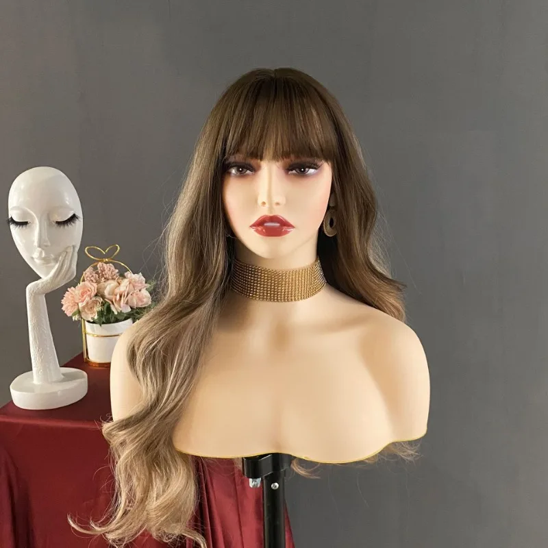 RealisticFemaleWhiteSkinToneMannequinDollHeadBustManikinDummy