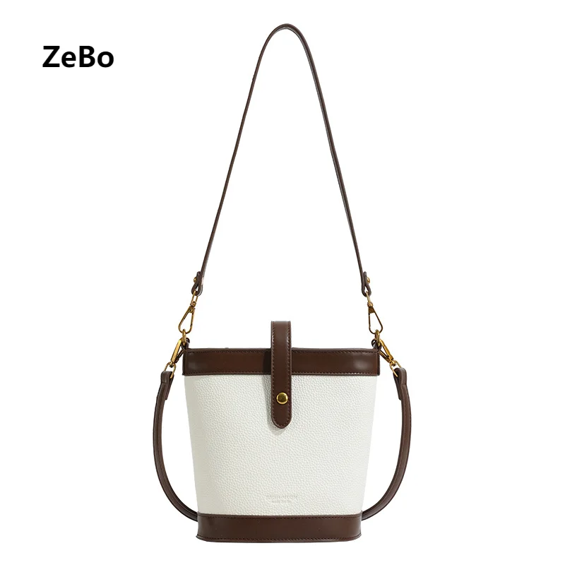 

2024 New Women's Shoulder Bag Small and Popular Contrast Color Bucket Bag Crossbody Bag Advanced Commuting Handbag