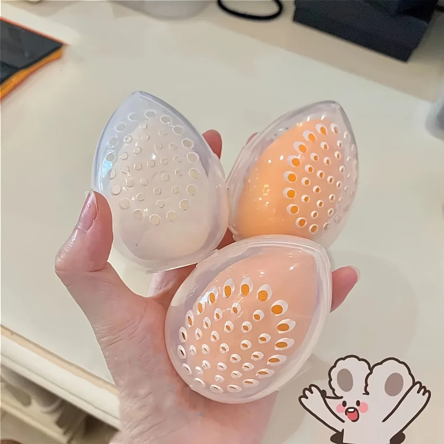 1-3pc/lot Makeup Powder Puff Empty Egg-shaped Frame Transparent Puff Make Up Organizer Holder Beauty Cosmetic Sponge Storage Box