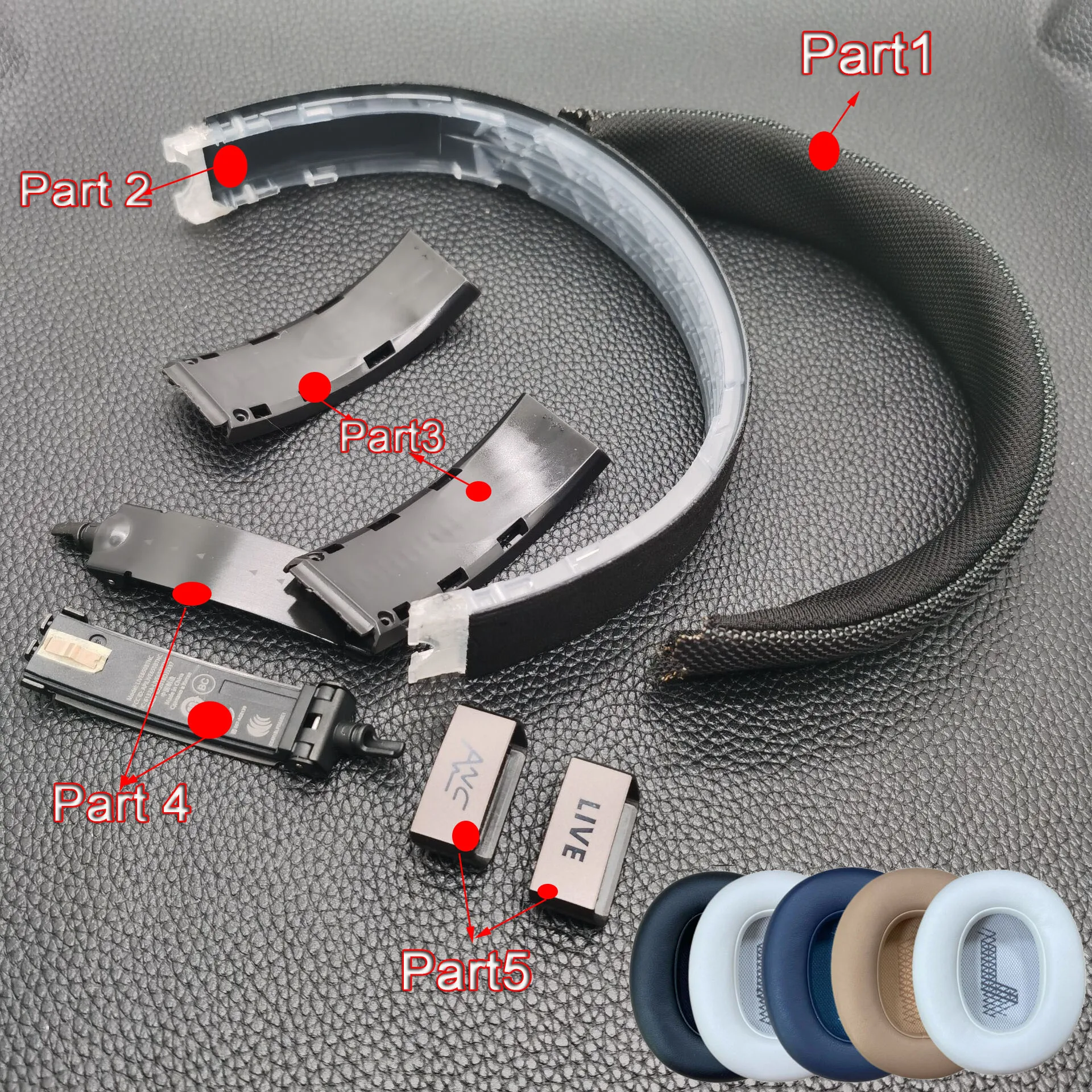 Live 650 BTNC Headband Bracket Part & Earpads & Case for JBL Live 650BTNC Headphone Replacement Head Band Repair Parts Slider