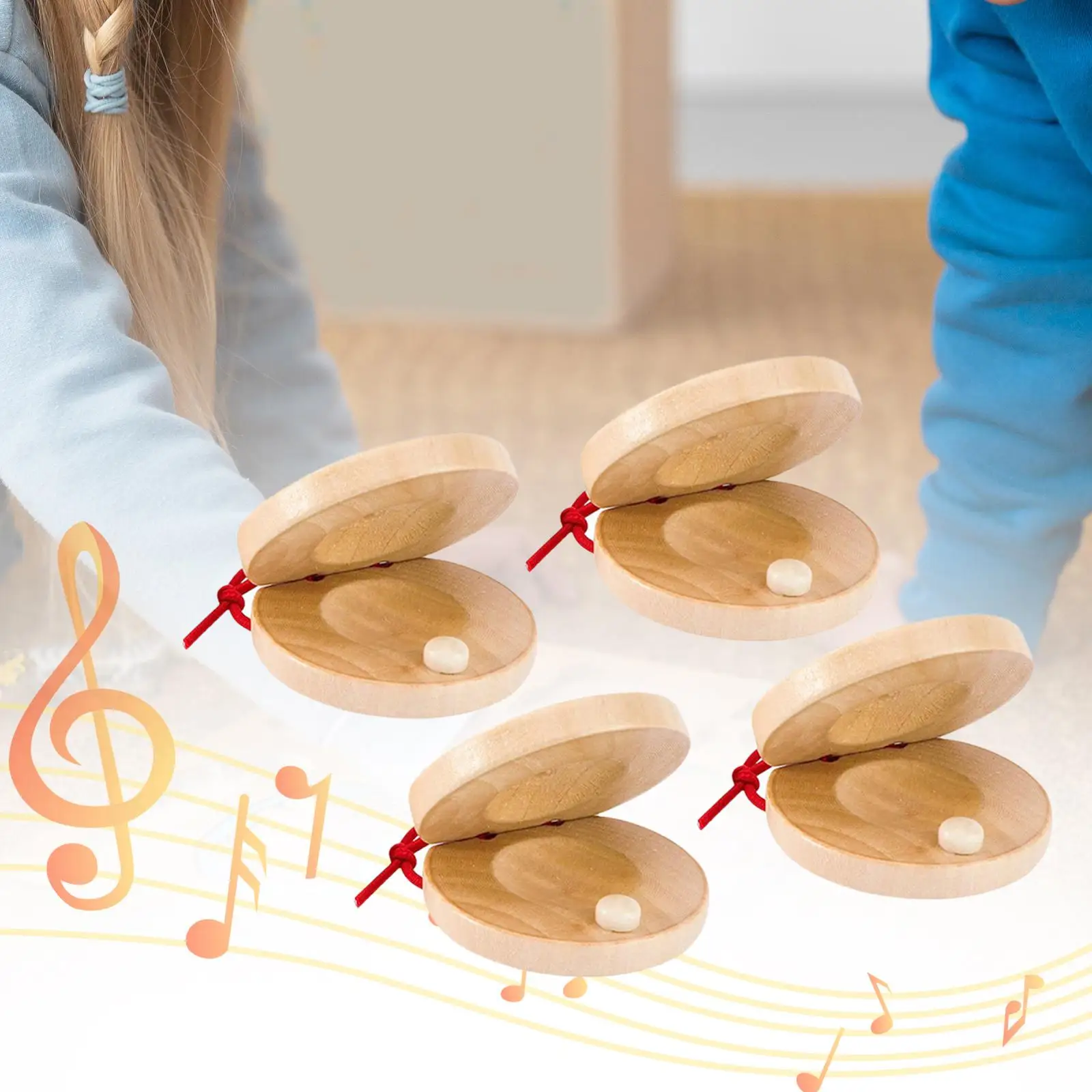 Wooden Castanets Percussion Instrument Toys, Development Toys, Musical Castanets
