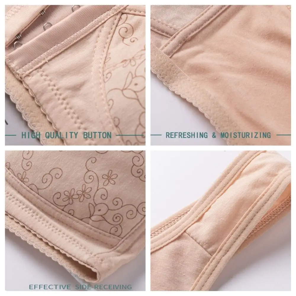 Soft Thin Front Button Bra Convenient Plus Size Women Wireless Bra Intimates Widen Straps Elderly Bra Lady